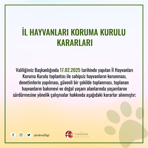 İl Hayvanları Koruma Kurulu Kararları