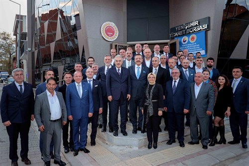 Vali Ayyıldız ve TOBB Başkanı Hisarcıklıoğlu’ndan Yenişehir Ticaret Borsası’na Ziyaret
