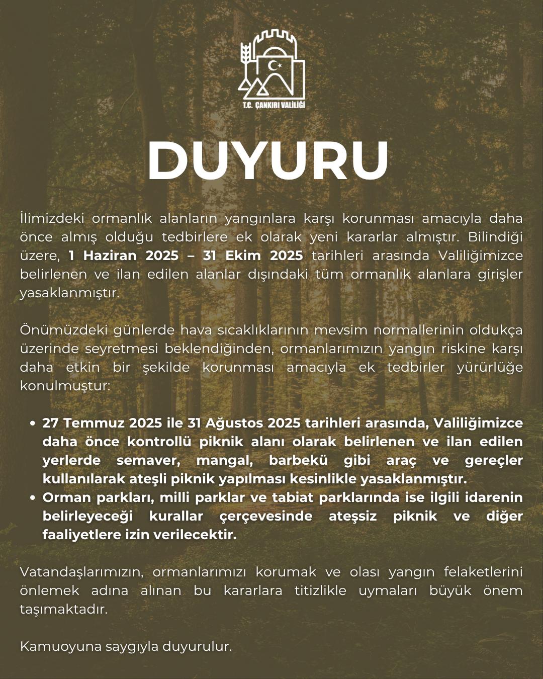 Kamuoyuna duyuru