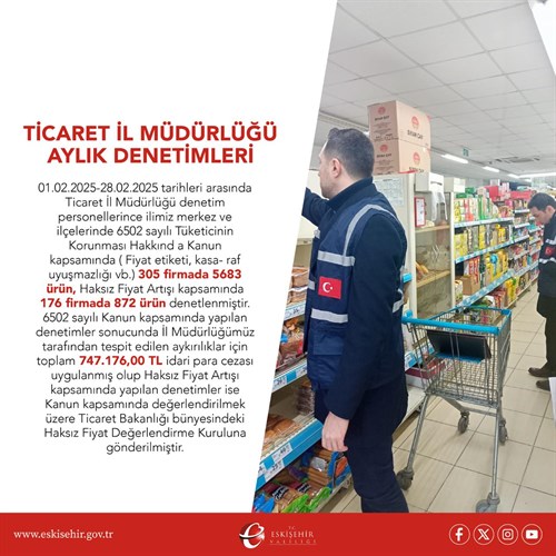 Ticaret İl Müdürlüğü Şubat Ayı Denetimleri