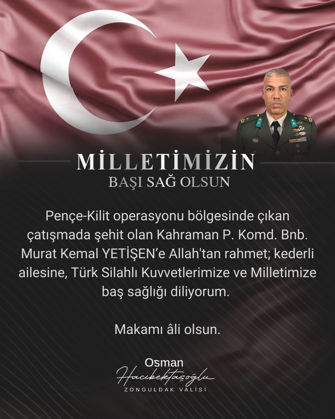 P. Komd. Bnb. Murat Kemal YETİŞEN Şehit Oldu