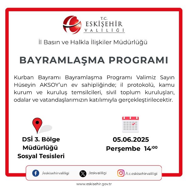 Kurban Bayramı bayramlaşma programı