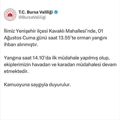 Yenişehir Kavaklı’da Orman Yangınına Havadan ve Karadan Müdahale