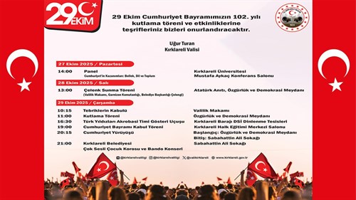 29 Ekim Cumhuriyet Bayramı Programı
