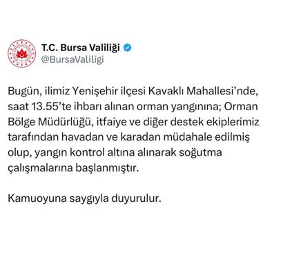 Yenişehir Kavaklı’daki Orman Yangını Kontrol Altına Alındı