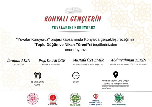 Valiliğimiz Himayesinde Düzenlenen “Toplu Nikâh ve Düğün Töreni” ile 35 Genç Çift Dünya Evine Girecek