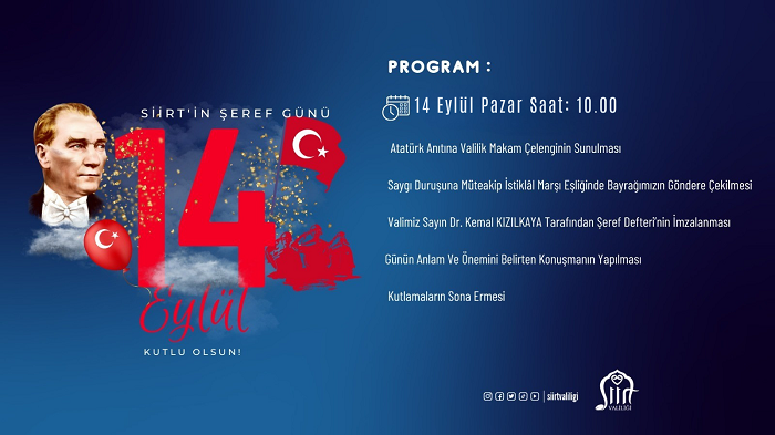 Gazi Mustafa Kemal Atatürk'ün Siirt'e Teşriflerinin 109. Yıl Dönümü Törenle Kutlanacak