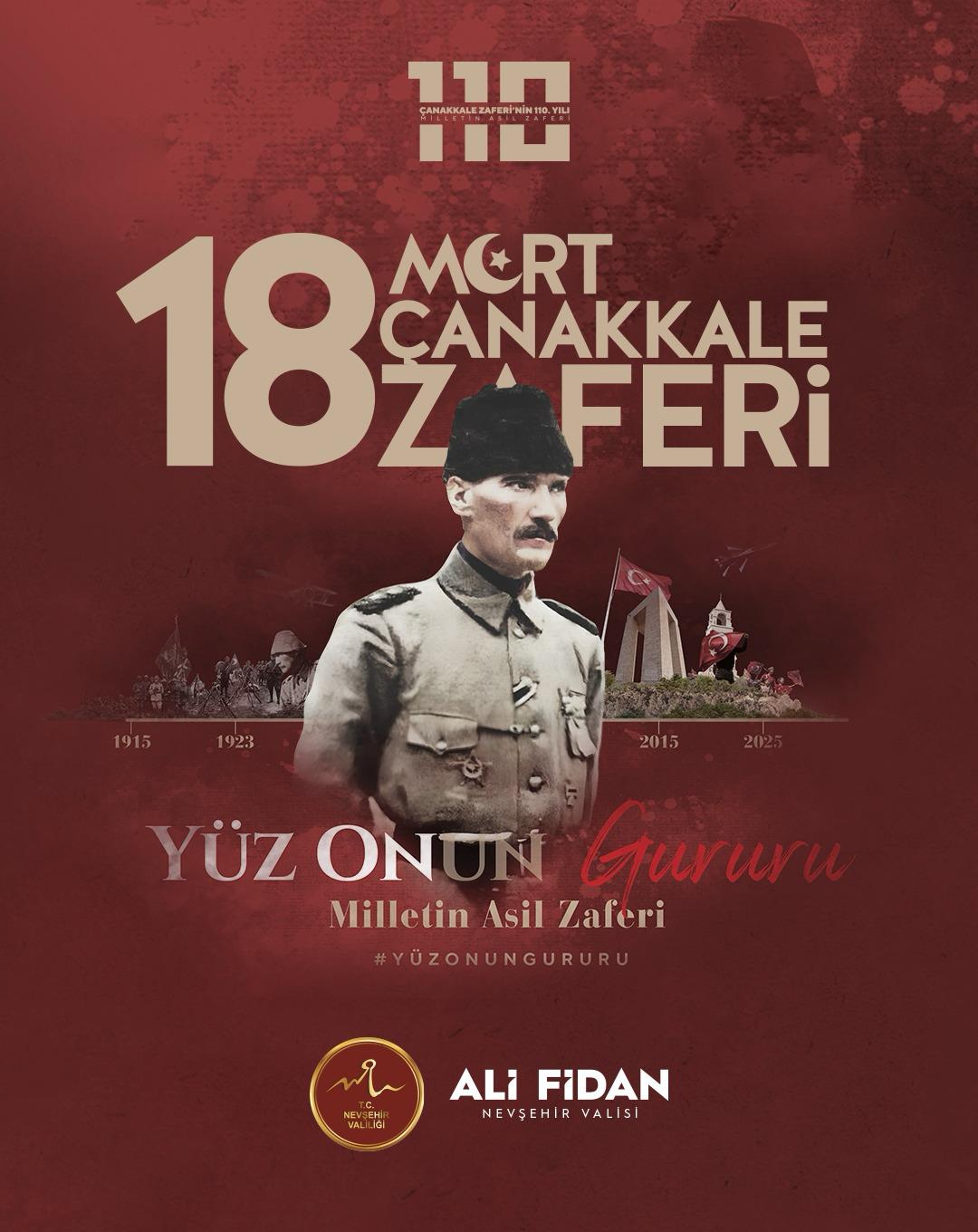 Valimiz Ali Fidan’ın 18 Mart Çanakkale Zaferi ve Şehitleri Anma Günü Mesajı