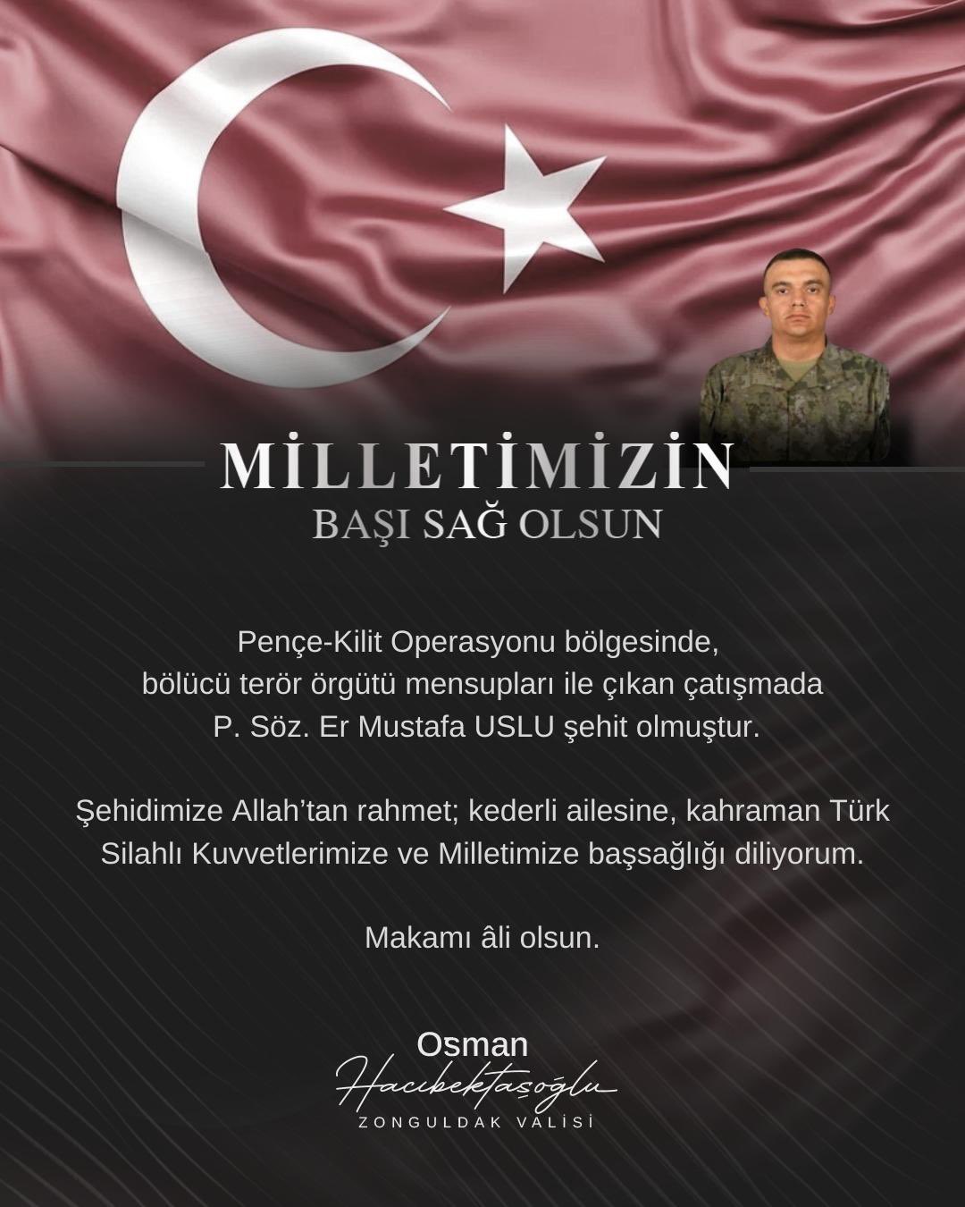 P. Söz. Er Mustafa USLU Şehit Oldu