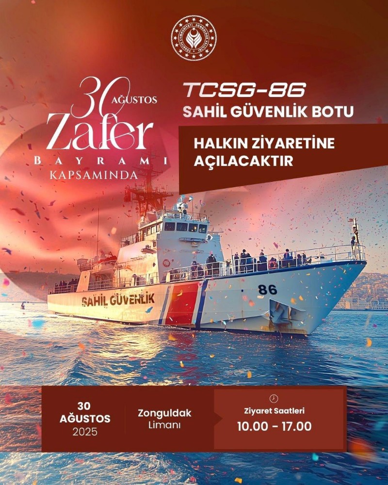 TCSG-86 Sahil Güvenlik Botu, 30 Ağustos Zafer Bayramı Kapsamında Halkımızın Ziyaretine Açılıyor