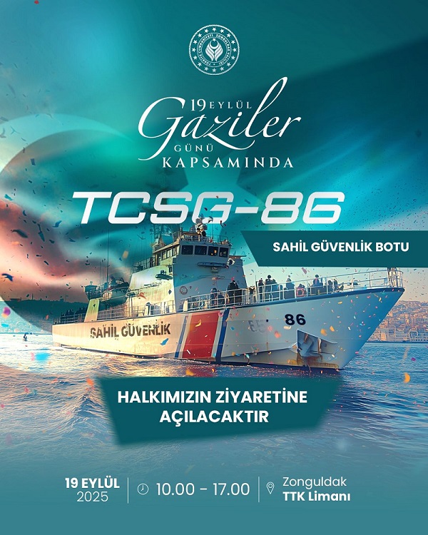 TCSG-86 Sahil Güvenlik Botu 19 Eylül Gaziler Günü Kapsamında Halkımızın Ziyaretine Açılıyor